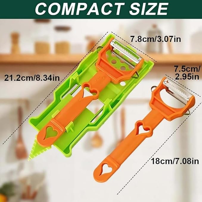 Pelador Multifuncional 2-En-1, Set Patient Peeler, Multifunctional Single-Blade Peelers, 2 in 1 Multifunctional Peeler & Julienne Set with Grating Plate Great for Fruit and Vegetable (1pcs)