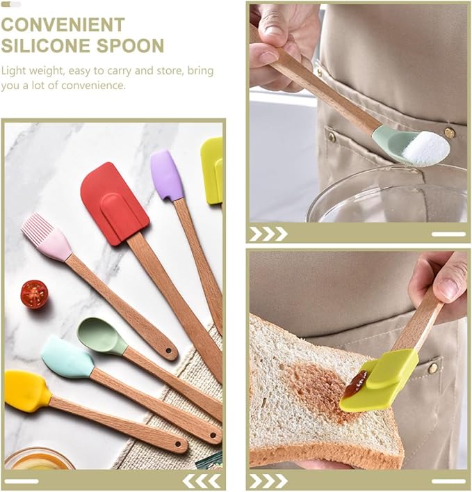 Luxshiny Multi-function Silicone Baking Tools Kitchen Utensils with Hanging Heat-resistant Spatulas and Spoons for Home Bakery Shop Use