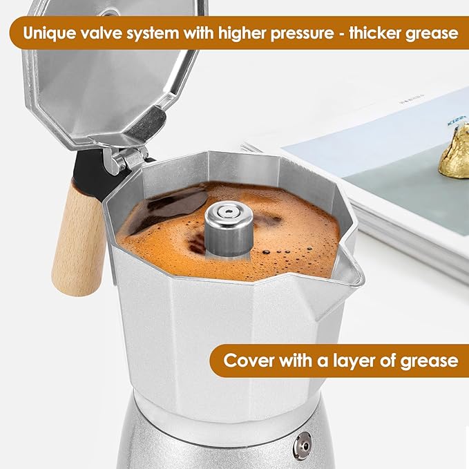 AOZBZ Moka Pot Electric Espresso Coffe Maker, 300ml 6 Cups Portable Coffee Pot with Overheat Protection and Detachable Base, Electric Espresso Maker, 450W, Silver