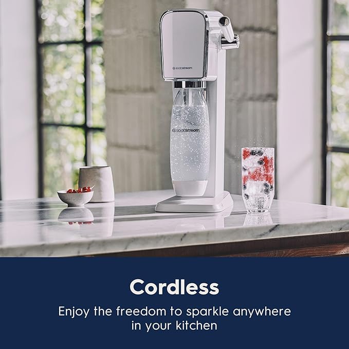 SodaStream - ART Sparkling Water Maker | VALUE BUNDLE | CQC CO2 system | Includes 2x CO2 Cylinders, 2x 32 Fl Oz Dishwasher Safe Bottles, 2x Bubly Flavor Drops | Combine with Pepsi Flavors | White
