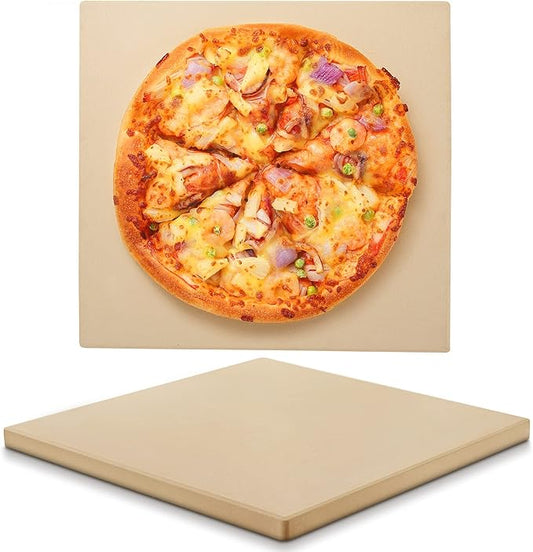 Unicook Pizza Stone 15 Inch, Premium Baking Stone for Oven Grill, Square Cordierite Bread Pizza Pan, Thermal Shock Resistant, Includes Scraper