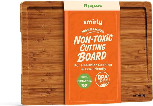 SMIRLY Wood Cutting Boards For Kitchen - Bamboo Cutting Boards For Kitchen Cutting Board, Bamboo Cutting Board Set, Chopping Board, Butcher Block, Small Wooden Cutting Board Set
