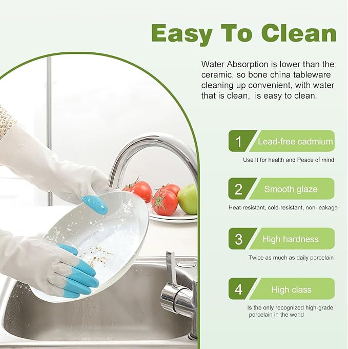 Yoshy 12-Piece White Bone China Dinnerware with Lightweight Durable Chip Resistant Design Service for 4