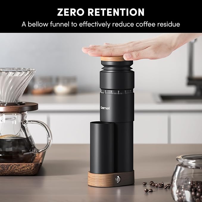 Burr Coffee Grinder,Wirsh Portable Electric Coffee Grinder Geimori T38 Plus with 38mm 6-Core Conical Burr,Stepless Grind Settings from Fine to Coarse for Espresso,Drip,French Press,Home&Travel Use