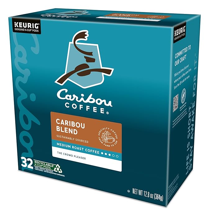 Caribou Coffee Caribou Blend, Keurig Single-Serve K-Cup Pods, Medium Roast Coffee, 32 Count(Pack of 1)