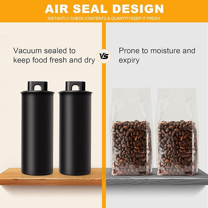 Vacuum Coffee Canister, 67oz Air Seal for Coffee Bean Storage, Stainless Steel Food Storage Container, Preserves Freshness Longer, Airtight Coffee Storage for Grounds & Whole Beans