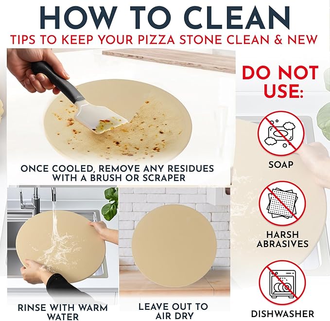 Culinary Couture 15 inch Round Pizza Stone for Oven - Large Pizza Stone for Grill, Cordierite Stones for Bread, Calzone, Cookies - Pizza Making Kit