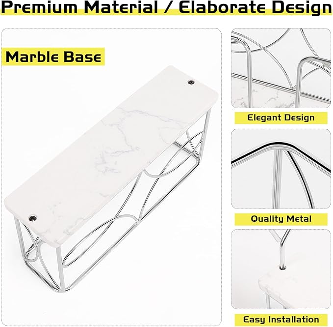 Napkin Holder with Marble Base, Guest Towel Paper Dispenser for Table, Modern Metal Napkin Stand, Ideal for All Bathroom Vanity, Kitchen Decor Accessories (Chrome, 4 Inch)