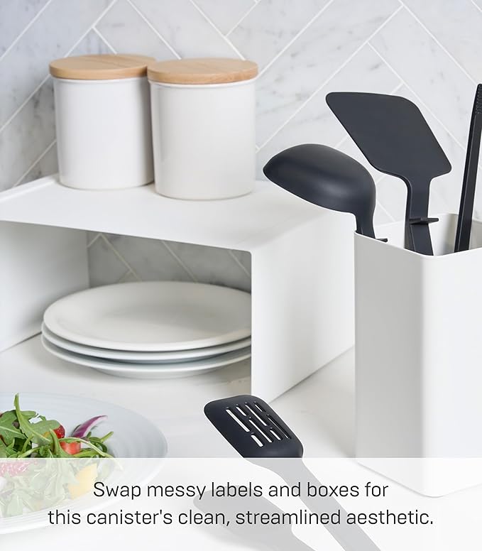 Yamazaki Home Tosca Ceramic Canister – Dry Food Kitchen Storage Container Organizer