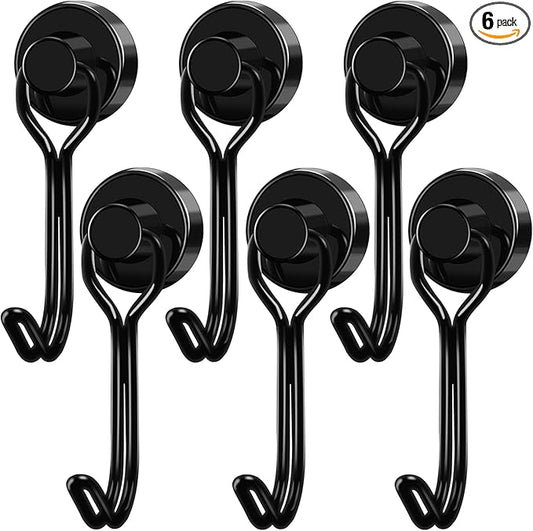 LOVIMAG Hooks, 30lbs+ Magnetic Magnet Hook 2025 Cruise Cabin Ship Essentials Heavy Duty Strong Refrigerator Fridge Hanging for Classroom Beach Vacation Kitchen Grills Home Mug Hanger (6 Pack)
