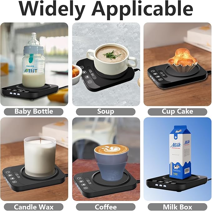 Mug Warmer with Smart Mug Warmer for Coffee/Tea, Auto Shut-Off, 9-Temp Settings & Timer, Candle Warmer Plate, Digital Touch Display