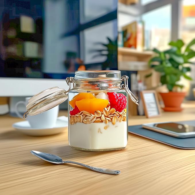 ComSaf Small Glass Jars with Airtight Lid Set of 6, Spice Jars 8 oz, Mason Jars 8 oz, Small Canning Jar, 8oz Jars with Lids for Kitchen, Jam, Jelly, Honey, Herb, Candy, Beans, Dessert, Sugar, Parfait