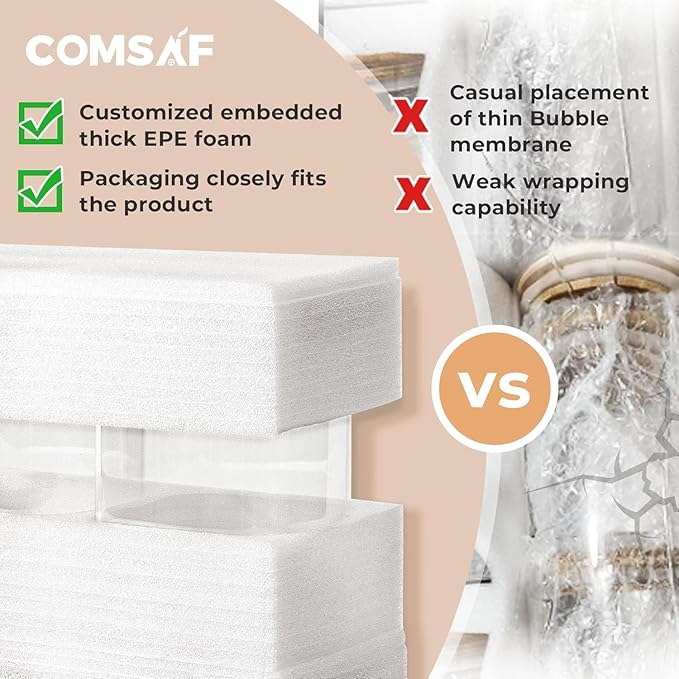 ComSaf 3.6 Qt Glass Food Storage Containers Set of 2, Large Storage Containers with Lids, Square Glass Jars with Lids, for Flour and Sugar, Cereal, Rice, Pasta, Oats, Coffee Beans