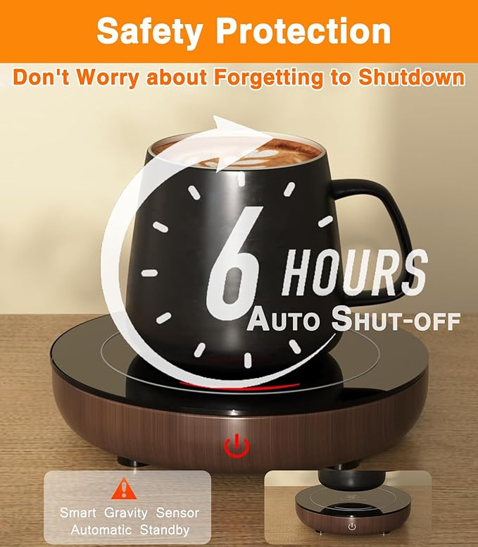 Coffee Mug Warmer with Gravity Sensor, Mug Warmer for Desk with LED Light, 3 Temp Settings & 6H Auto Shut Off Coffee Warmer, Electric Candle Warmer Plate for Beverage, Coffee, Tea, Milk