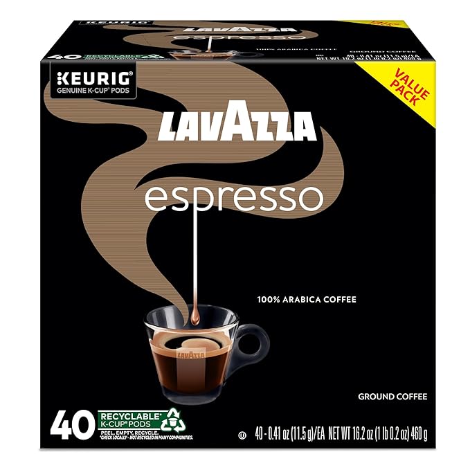 Lavazza Espresso, Single-Serve Keurig K-Cup Pods, Medium Roast Coffee, 40-Count Box
