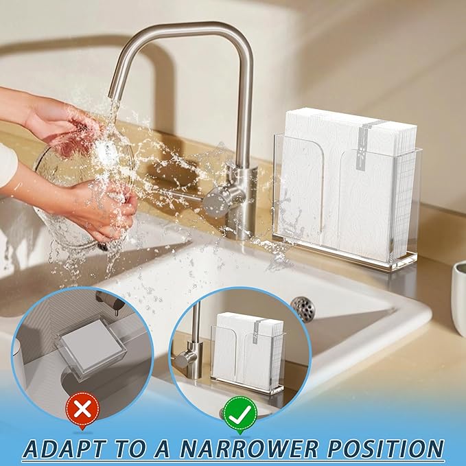 Napkin Holder, Clear Acrylic Guest Towel Holder, Vertical Disposable Hand Towel Holder for Kitchen, Waterproof Square Guest Paper Towel Lucite Tray for Bathroom Home Hotel Office Restaurant Business