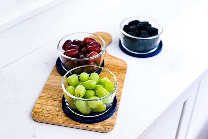 6-Piece Glass Food Storage Containers Set (3 Containers + 3 BPA-Free Lids) | 2-Cup, Leakproof | Microwave, Freezer, Oven & Dishwasher Safe | Ideal for Meal Prep & Pantry Organization