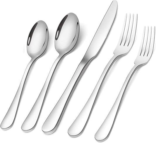 Silverware Set,SHARECOOK 20-Piece Stainless Steel Flatware Set,Kitchen Utensil Set Service for 4,Tableware Cutlery Set for Home and Restaurant, Dishwasher Safe