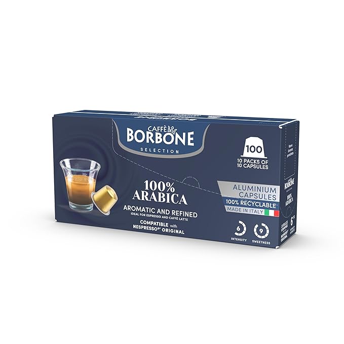 Caffe Borbone Aluminum Coffee Pods Compatible with Nespresso Original Machines, 100% Arabica, Medium Roast, Aromatic and Refined, Genuine Italian Coffee - NOT compatible with Vertuo - 100 Count