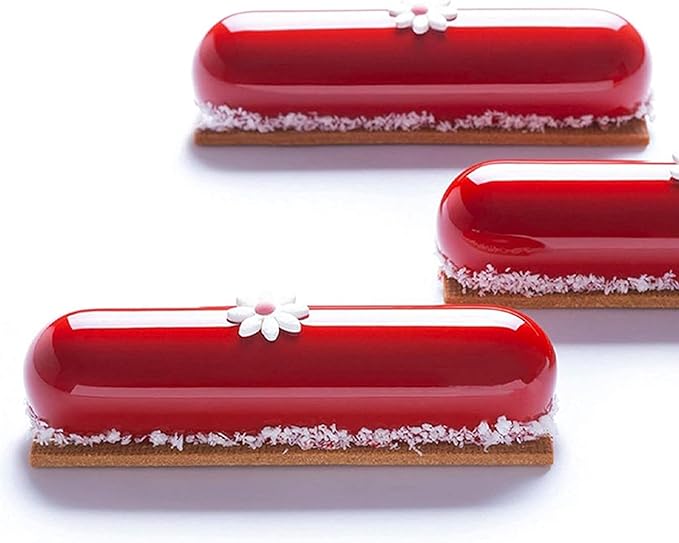 OCPO KITCHEN Eclair Silicone Mold for Baking Mousse Cake Dessert Pastry Chocolate, Ice Cream Mould, Cake Decoration Mold, Fashion Eclair Shape (6-Cavity)