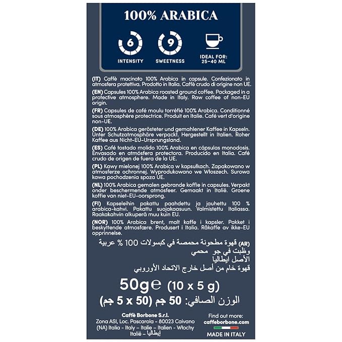 Caffe Borbone Aluminum Coffee Pods, 100% Arabica, Medium Roast, Aromatic and Refined, Genuine Italian Coffee - NOT compatible with Vertuo - 50 Count