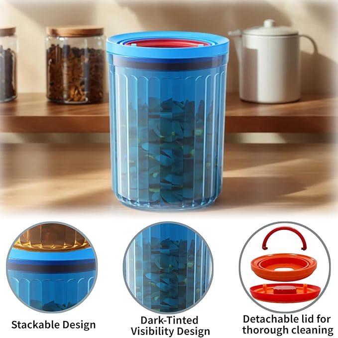 Plastic Small Airtight Food Storage Container with Lids BPA Free Sugar Tea Ground Coffee Canisters for Beans Nut Spice Snack Stackable Dishwasher Safe Patented Pull Snap Lock Sealed Design 24oz