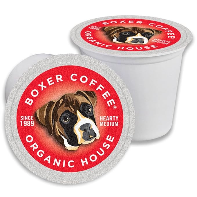 Boxer Coffee 52ct Organic House Blend – Certified Organic Medium Roast Coffee Pods – Specialty Grade, Artisan Single-Serve Cups – Compatible with Keurig K-Cup Brewers