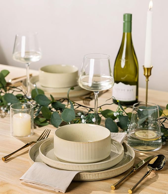 TheTerra Ceramic Dinnerware Sets for 6, 18 Pieces Porcelain Lightweight Speckled Plates and Bowls Sets, Scratch Resistant Dish Set, Oven & Microwave & Dishwasher Safe