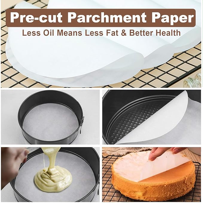 4 7 9 Inch Springform Pan Set of 3, Leakproof Cheesecake Pan with Protector, Nonstick Spring Form Pans for Cheesecake, Round Cake Pans Sets for Baking with Removable Bottom and 50Pcs Parchment Paper