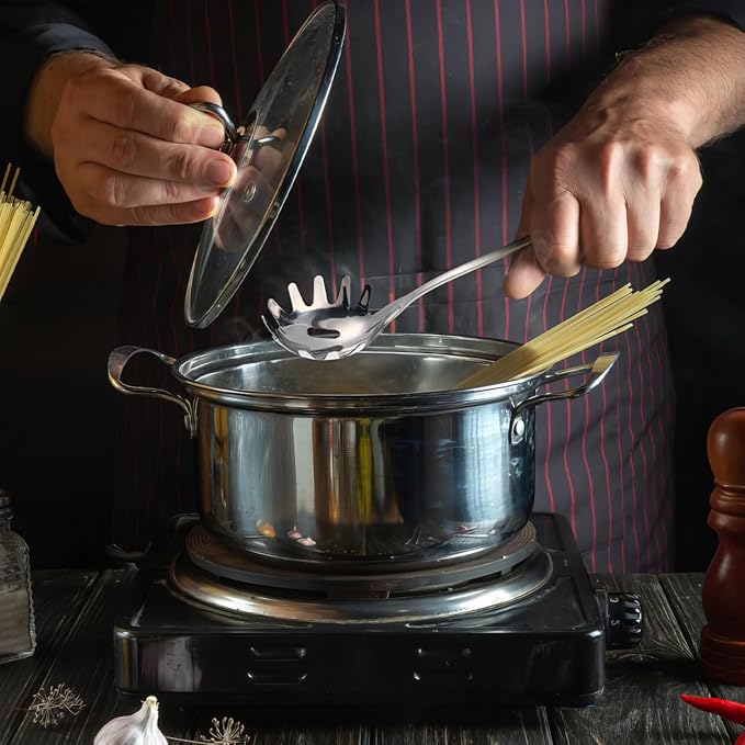 Stainless Steel Pasta Server Metal Spoon Spaghetti Spoon Ramen Soup Server Pasta Serving Supplies