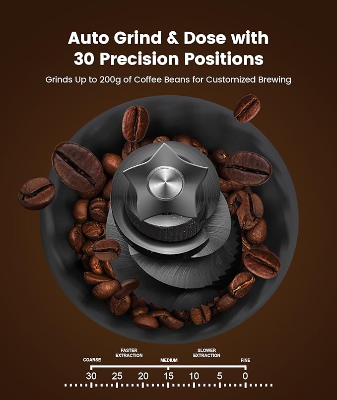 COWSAR Espresso Machine with Grinder, 15 Bar Expresso Coffee Machines with Milk Frother Steam Wand for Latte/Cappuccino, 77.8oz Removable Water Reservoir for Home/Office