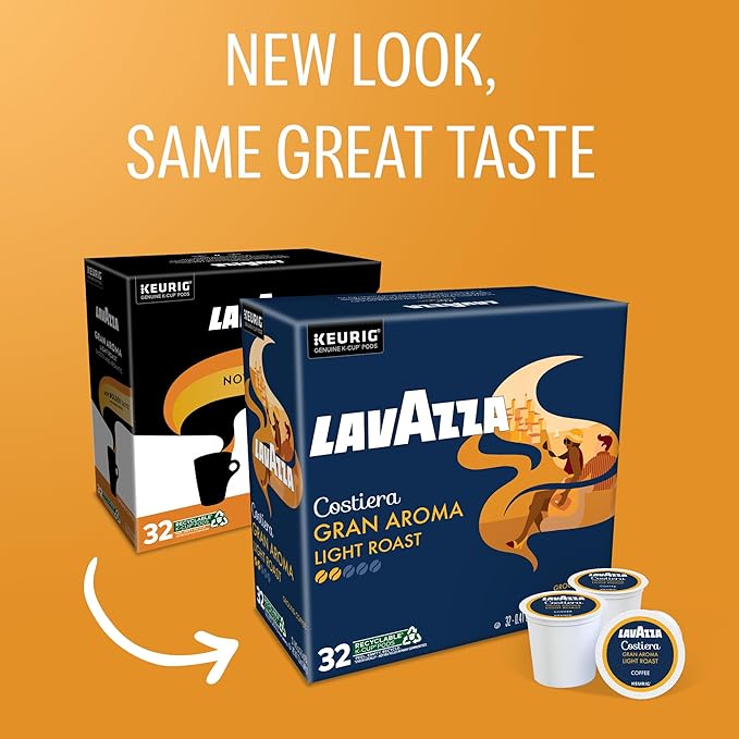 Lavazza Costiera Gran Aroma, Single-Serve Keurig K-Cup Pods, Light Roast Coffee, 32-Count Box