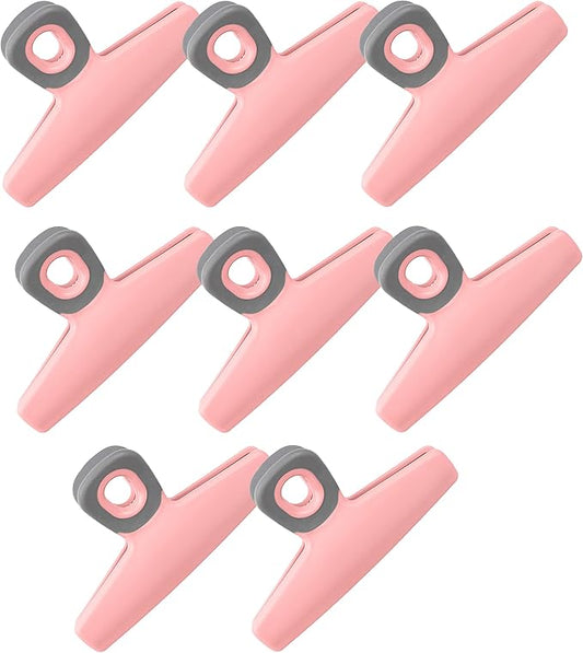 COOK WITH COLOR Food Clips - Wide Heavy Duty Chip Clips, Large Bag Clips for Food Storage with Air Tight Seal Grip, Pack of 8, Pink