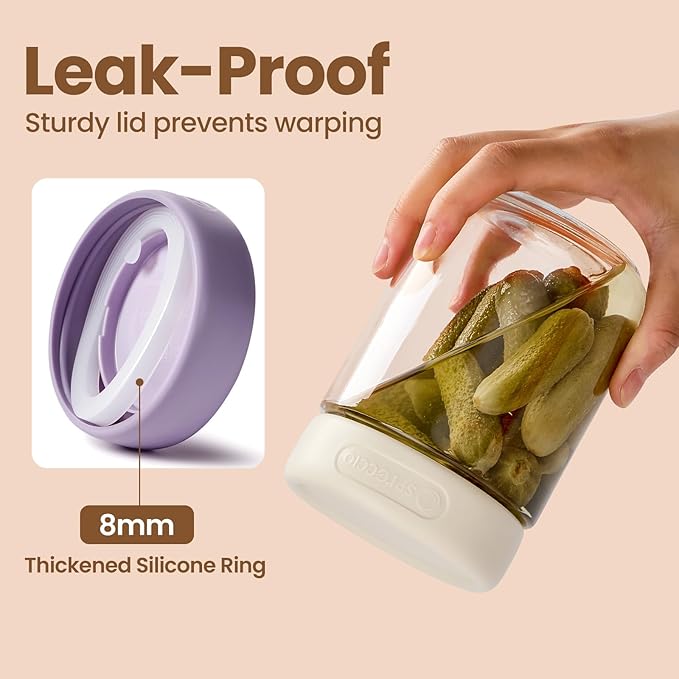 6-Pack 16oz Glass Jars with Airtight Lids,Overnight Oats Containers with Lid,Food Storage Container for Yogurt Chia Pudding Spices Snacks Pickles