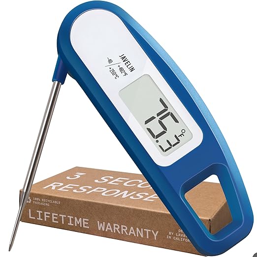 Lavatools Javelin® Ultra-Fast 2-Second Digital Instant Read Meat Thermometer for Grill and Cooking, 2.75" Probe, Compact Foldable Design, Large Display, IP65 Water Resistant, NSF Certified – Maize