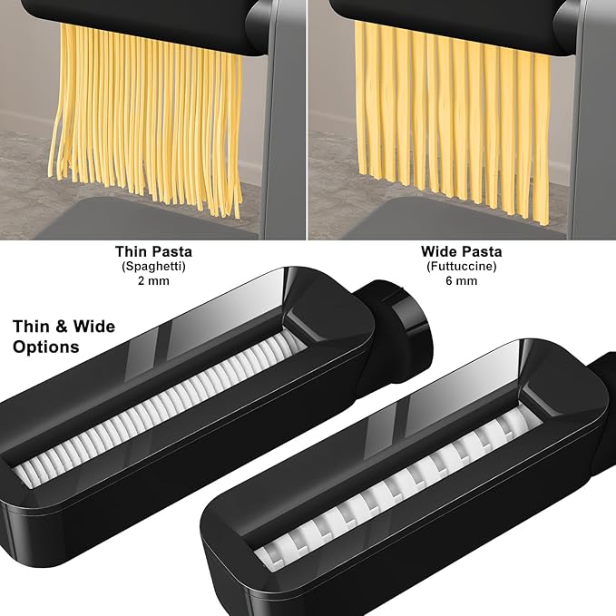 Electric Pasta Maker, 3-in-1 Pasta Maker Machine Includes Pasta Roller Spaghetti Cutter & Fettuccine Cutter with Cleaning Brush, Noodle Maker for Home Use, Gray