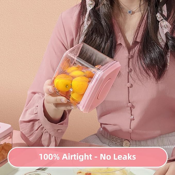Ankou Airtight Food Storage Container - 7 Pcs One Button Handy Container Stackable Food Containers for Snacks Candy Salt Herbs Spices Coffee Bean Formula Popcorn BPA-Free Tight Seal