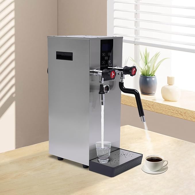 Espresso Machine, 12L 4 in 1 2500W 4 Bar 360° Water Valve Professional Commercial Steam Water Boiling Machine Coffee Maker Foam Maker for Cappuccino, Latte, Coffee, Milk, Bubble Tea, Milk Tea