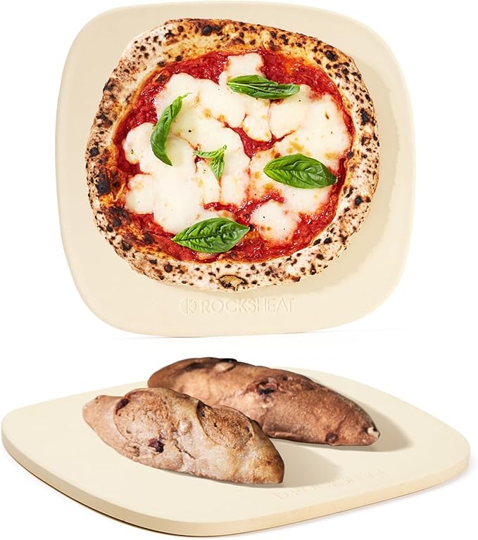 Pizza Stone, 12"x11" Pizza Stones for Oven Grill BBQ, Cordierite Baking Stone for Pizza & Bread & Cookies with Unique Irregular Shape Design