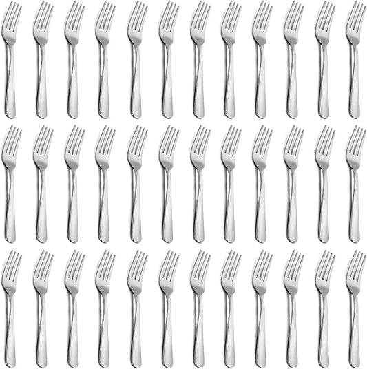 36-Piece Salad Forks Set, Funnydin 5.9" Stainless Steel Forks Silverware, Durable Dessert Forks Set, Cost-effective Small Forks for Home, Kitchen, Restaurant - Mirror Polished, Dishwasher Safe