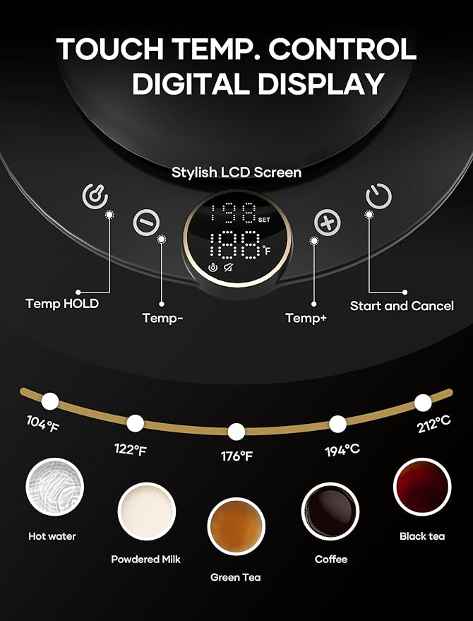 Electric Kettle, Gooseneck Electric Kettle, ±1℉ Temperature Control, Stainless Steel Inner, Quick Heating, for Pour Over Coffee, Brew Tea, Boil Hot Water, 1500W/0.9L Dark Gray