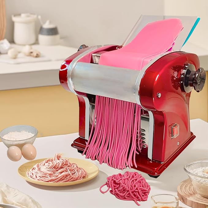 Electric Pasta Noodle Maker Machine, Built-in 2.5 mm Blade, Dough Width 14 cm, 0.3-4 mm Adjustable Thickness, Output 5Kg/H for Home & Commercial Use