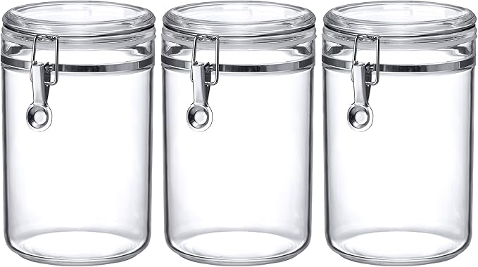 Amazing Abby - Cathy - 56-Ounce Plastic Canister (Set of 3), Plastic Airtight Food Container, Stackable for Pantry Storage, BPA-Free and Shatter-Proof, Perfect for Home and Commercial Use