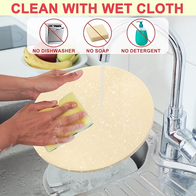 "DcYourHome 12 inch Round Pizza Stone with Rack for Oven, BBQ Grilling, Natural Cordierite Pizza Stone Kit with Pizza Peel & Plastic Scraper for Baking Bread, Universal High Temperature Baking Stone"