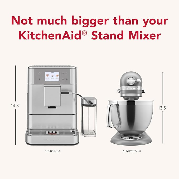 KitchenAid Fully Automatic Espresso Machine KF7 with Milk Attachment, KES8557SX, Stainless Steel