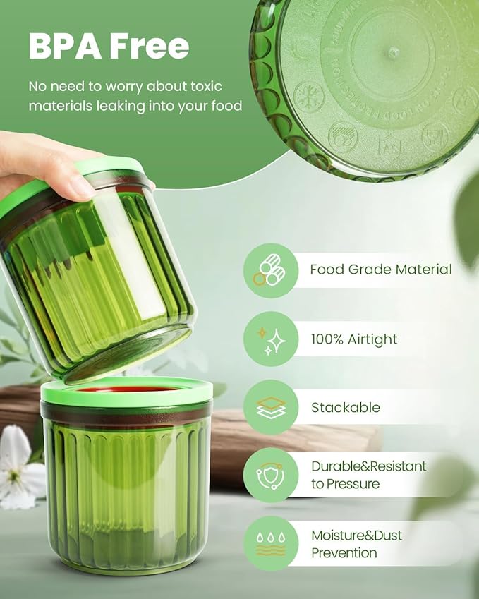 6Pcs Pop Airtight Food Storage Containers Set with Lids, BPA-Free Stackable Kitchen Pantry Organization, One-handed Opening Airtight Containers for Candy, Snack, Sugar, Cereal (0.3, 0.5, 0.7qt)*2