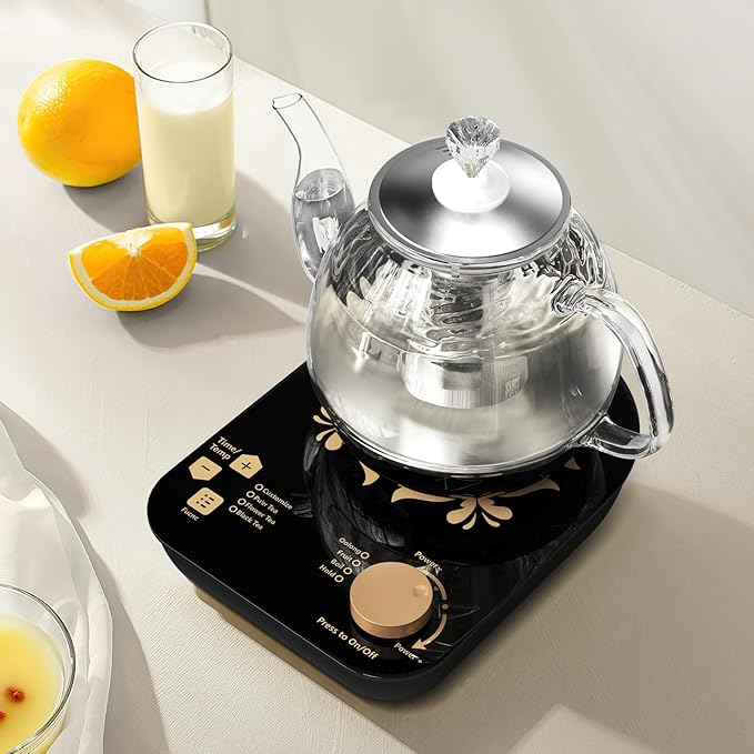 Compact Tea Maker Electric Glass Kettle，Dual Methods of Steaming and Brewing with Temperature and Timer Programs，Cordless 800W 0.8 Liters capacity for get your favorite teas.(pick-up available)