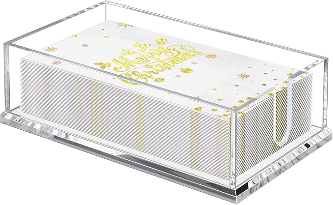 Napkin Holder for Table, Acrylic Guest Towel Holder for Bathroom, Clear Disposable Paper Hand Towels Tray for Kitchen, Buffet Napkin Paper Tray Napkin Caddy for Home Party 0.16+0.31in Thickness