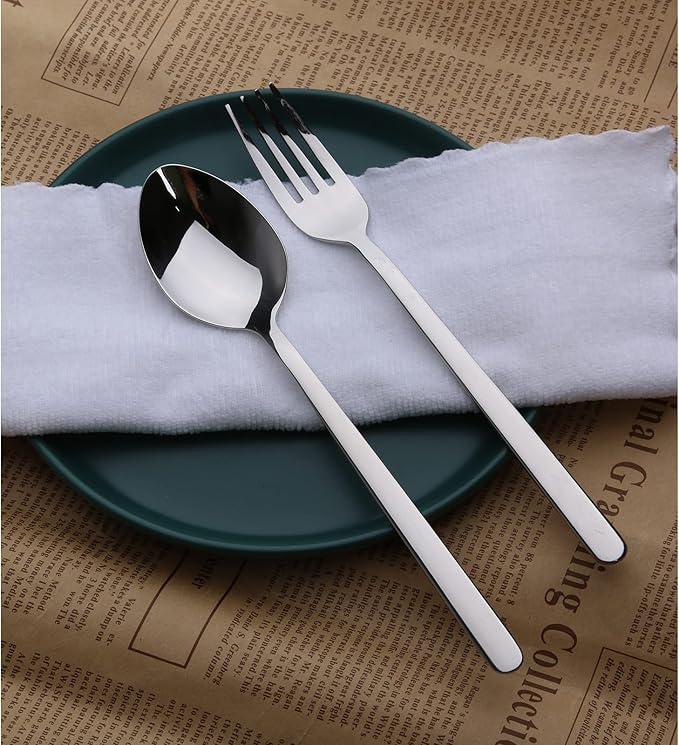 KINGSTONE Dinner Spoons Set of 4, 8 Inch 18/10 Stainless Steel Spoons Cutlery Table Spoon for Home, Kitchen & Restaurant, Dishwasher Safe