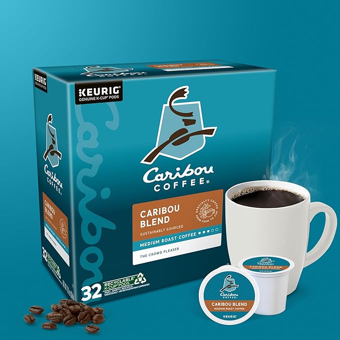 Caribou Coffee Caribou Blend, Keurig Single-Serve K-Cup Pods, Medium Roast Coffee, 32 Count(Pack of 1)